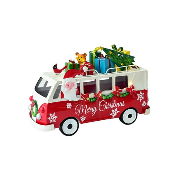 yotijay Christmas Decorations Lighted Figure Centerpiece Iron Desktop Ornament Christmas Bus