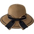 thumbnail image 4 of CoCopeaunts Bow Straw Bucket Hat for Women Summer Foldable Roll up Floppy Basin Hat Packable UV Protection Sun Hat Black Brim, 4 of 8