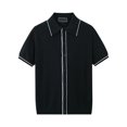 thumbnail image 4 of TrendOFT Mens Polo Shirts Summer Short Sleeve Business Casual Open Front Knit Shirt Comfortable Daily Wear Business Top Black XXXL, 4 of 5