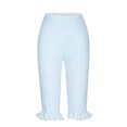 thumbnail image 5 of Karymi Running Shorts for Women Gingham Check Capri Pants, High Waisted Lace Ruffle Hem Skinny Pants, Stretchy Slim Fit Plaid Cropped Pants for Y2K Style Athletic Shorts for Women, 5 of 9