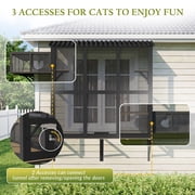 Haverchair Cat Catio, Cat Window Perch for Large Indoor Cats, Window Box Enclosure with 4 Jump Platforms, Wooden Window Hammock for Multi Kittens, All-Weather Use Outdoor Small Pet Perch House
