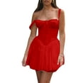 thumbnail image 1 of Fortune Femmes Fluide Mini Robe Sans Manches Cou Carré A-Ligne Débardeurs Robes, 1 of 3