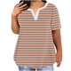 thumbnail image 1 of Blusas para las Mujeres Casual Oversized Rayas Impreso Botón Cuello en V Top, Tops Cortos para las Mujeres, 1 of 4