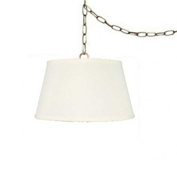 Off White Linen 16 Inch Drum Portable Swag Lamp Shade