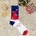 thumbnail image 2 of Telankuip Funny Christmas Socks for Women Ugly Xmas Holiday Santa Pattern Medium Tube Socks 2025 Cute Graphic Novelty Soft Non Slip Mid-Calf Socks Blue One Size, 2 of 3