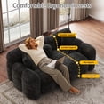 thumbnail image 4 of Wiilayok 64.7"+87.3" Modern Tufted Upholstered Fluffy Chenille 2 & 3 Seater Sofa Set with 7 Pillows, Comfy Sherpa Deep Seat Cloud Couch, Loveseat for Living Room Apartment, Black, 4 of 8