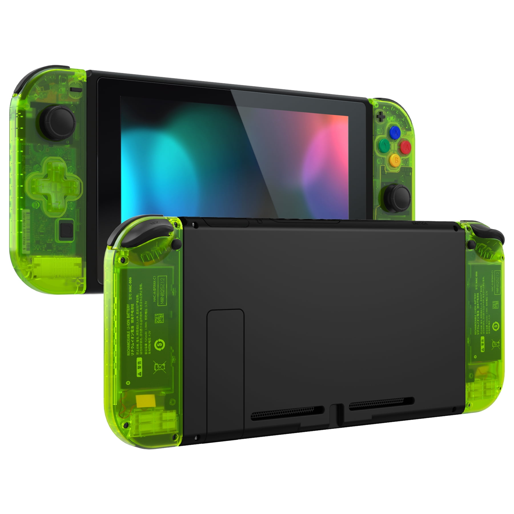 eXtremeRate Clear Lime Green Joycon Handheld Controller Housing (D