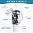 thumbnail image 4 of Totem Blue 40 oz Tumbler with Handle Insulated&nbsp;Travel Mug&nbsp;Lid Straw Leak Proof Steel Vacuum Water Bottles Glasses Fits in Car Cup Holder, 4 of 7