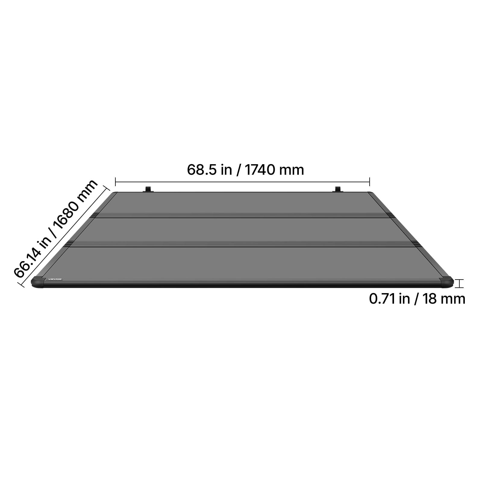VEVOR Hard Tri-Fold Truck Bed Tonneau Cover, Compatible with 2015-2025 Ford F150 5.5 ft (67.1 in) Bed, Waterproof Folding Truck Tonneau Cover with Heavy-Duty Fiberglass and Aluminum Alloy Support Bar