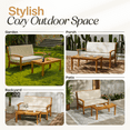 thumbnail image 7 of Soria Acacia Wood Patio Outdoor Loveseat Set with Cushion, Wood Coffee Table, Cream, 7 of 7