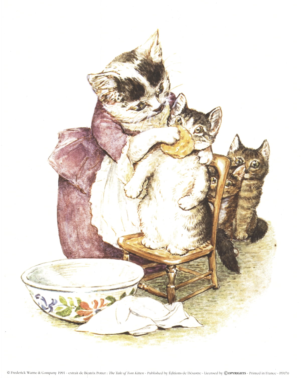 BEATRIX POTTER The Tale of Tom Kitten 12" x 9.5" Poster 1991 Pink