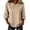 Khaki, variant on Women's Solid Color Crew Neck Loose Fit Thin Blouse, Asymmetric Front with Frog Button Closure, Half Sleeve Shirt for Summer Daily Outfits, Flattering and Lightweight Blue L