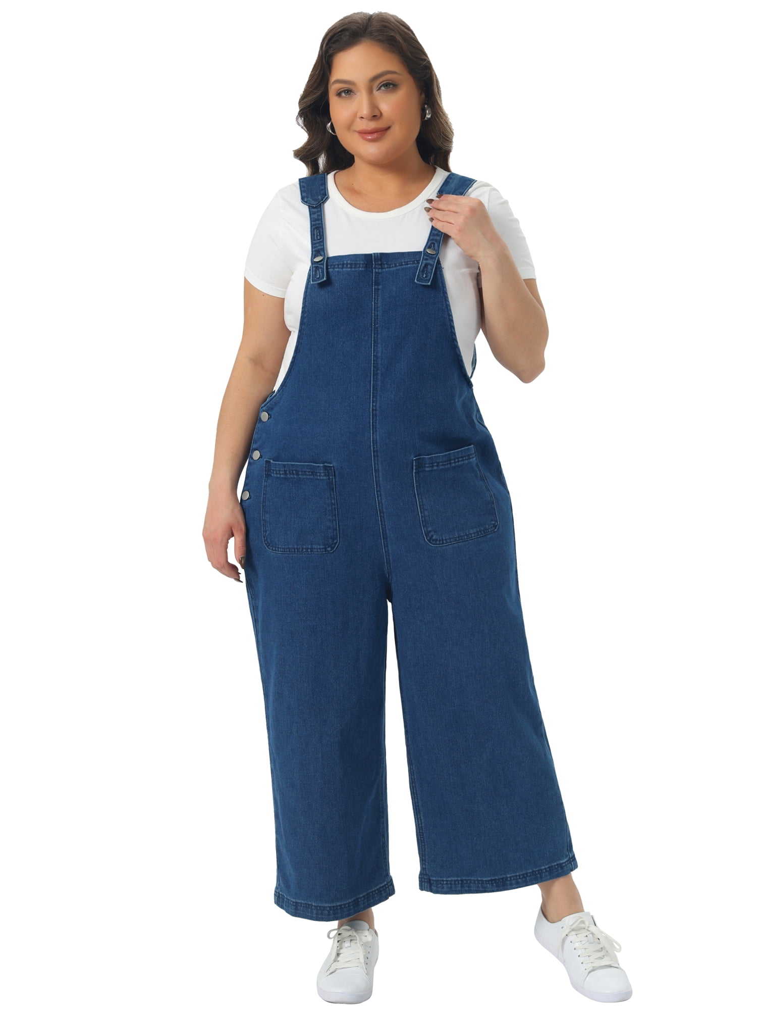 DARING DIVA Women's Plus Size Casual Denim Bib Adjustable Suspenders Overalls 3X Blue