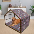thumbnail image 2 of Colorful Pet House, Doodle Style Lively Colored Daisy Blooms Cheerful Fun Garden Composition, Outdoor & Indoor Portable Dog Kennel with Pillow and Cover, 5 Sizes, Multicolor, by Ambesonne, 2 of 4