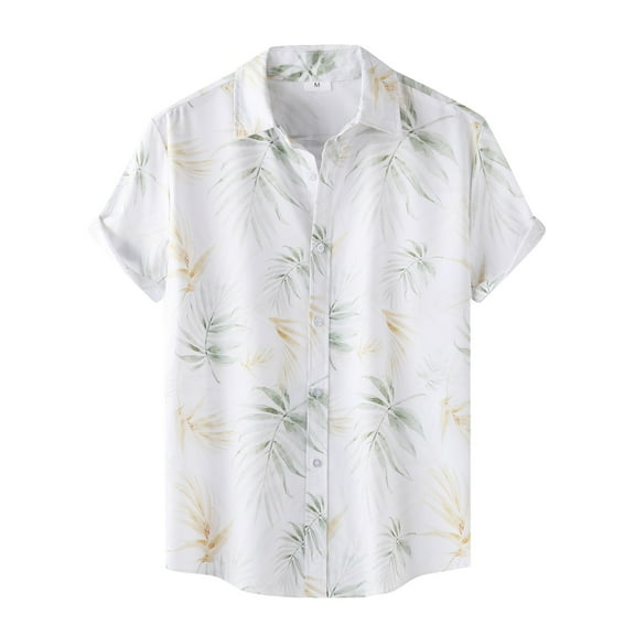 Siilsaa Mens Workout Shirts Mens Short Sleeve Button Up Cotton Linen Shirts(White,S)