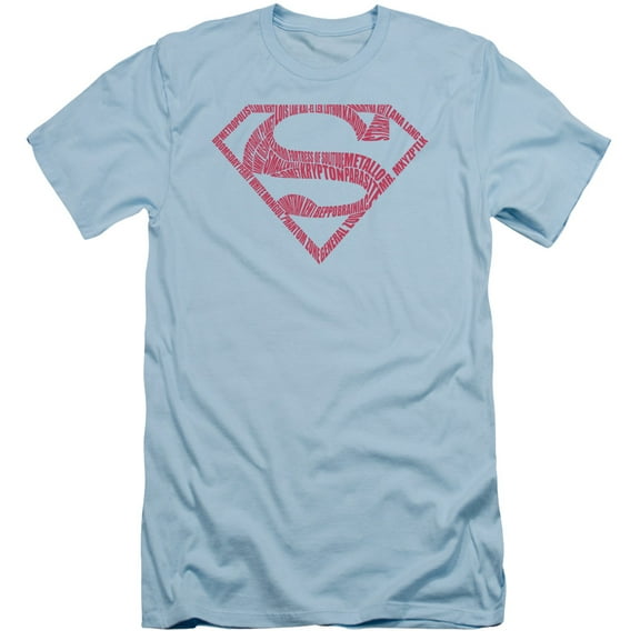 Superman Word Shield Adult 30/1 T-Shirt Light Blue