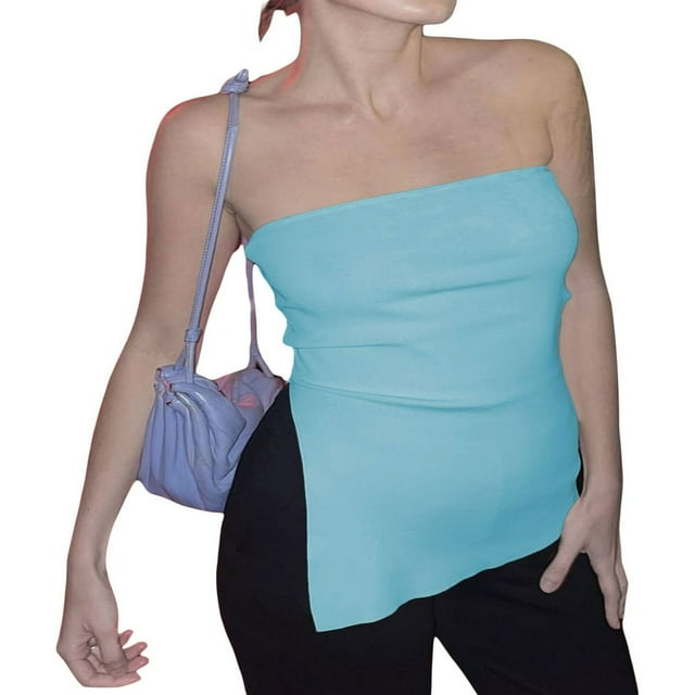 Femmes Sexy Bustier Tube Top Été Sans Manches Fente Bandeau Y2k Slim Fit Réservoir Bustier Top