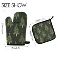 thumbnail image 2 of Yayeee Oven Mitts and Pot Holder Set of 2 Heat Resistant Kitchen Gloves Baking Hot Pad, Hand Drawn Christmas Trees, 2 of 5