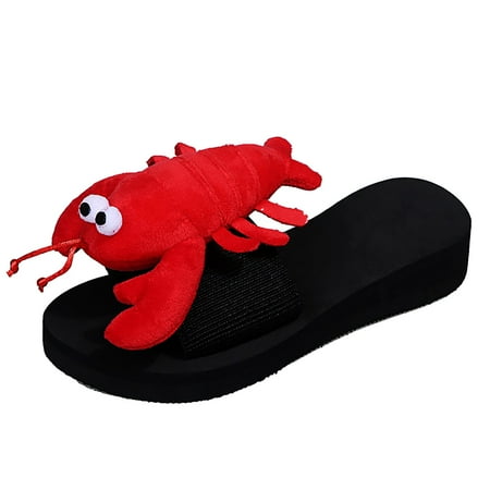 

Youmylove Women Slippers Thong Sandals Summer Thick Bottom Soft Bottom Sandals With Lobster Crab Pattern Flip Flops Fashion Leisure Ladies Cozy Daily Walking