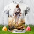 thumbnail image 5 of Mens Easter Shirts Letter Print Short Sleeve Round Neck Floral Bottoming Jesus Shirt for Men,Beige,5XL, 5 of 5