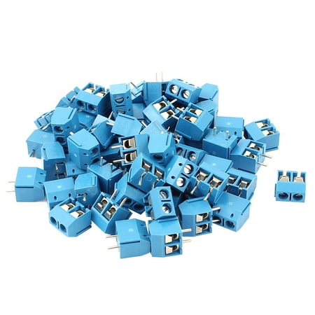 60Pcs 300V 10A PCB Terminal Block Connector 5.0mm Pitch Blue
