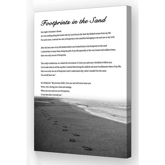 Footprint In Sand Wall Art Inspirational Quotes Poster Poem Canvas Wall Decor Pictures Prints Religious Poster for Room Decor poster