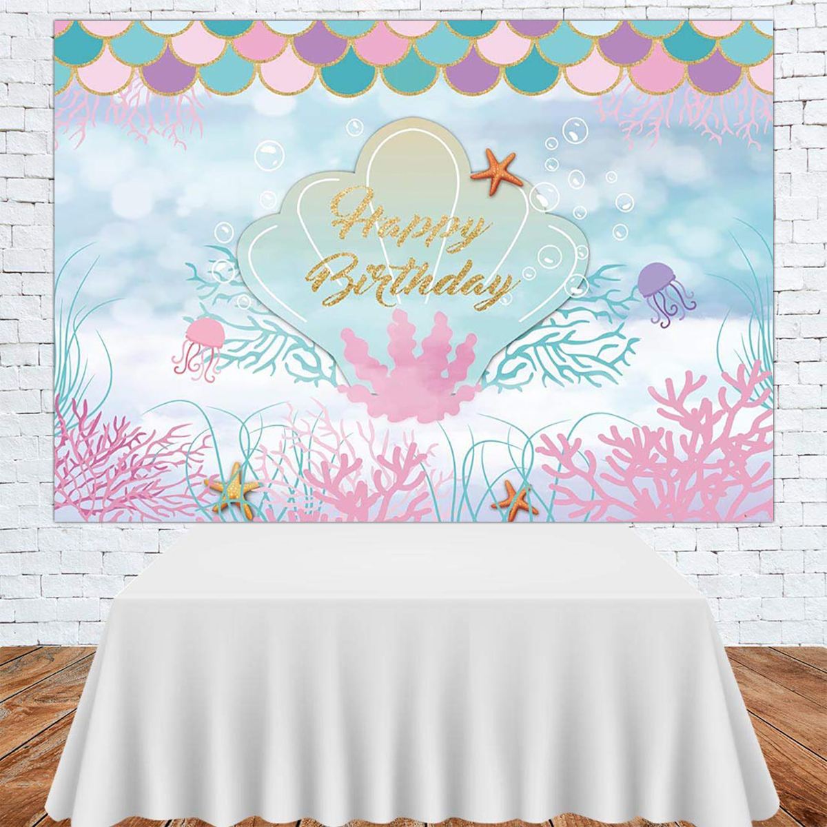 Under The Sea Little Mermaid Birthday Party Backdrop for Girls ...