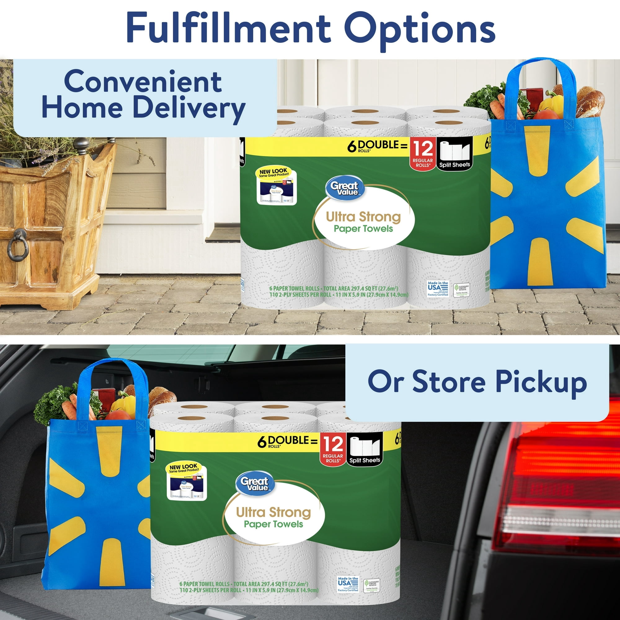 Ultra Strong Paper Towels, 6 Double Rolls