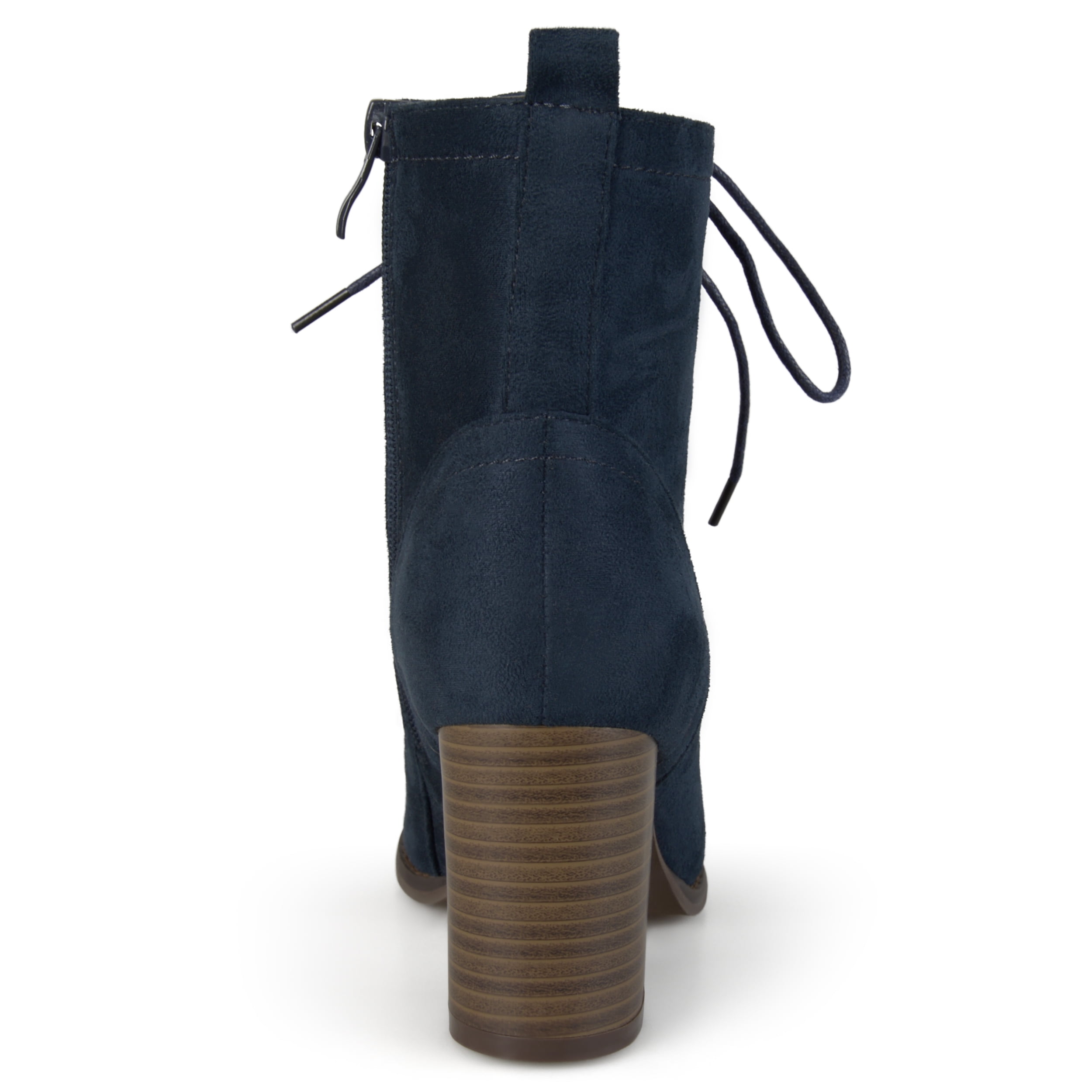 stacked heel lace up booties