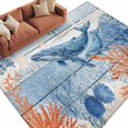 thumbnail image 2 of Ocean Whale Washable Living Room Rugs 6'x9', Orange Blue Summer Sea Animal Corals Blue Wooden Low Pile Throw Large Area Rug Non-Slip Sturdy Edge Binding Carpet for Dining Room Kitchen Office, 2 of 9