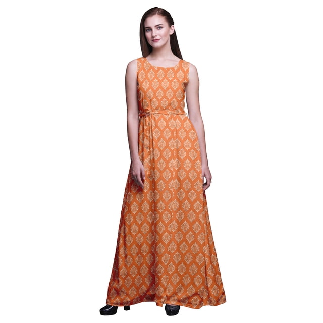 Bimba Robe de Soirée Sans Manches à Encolure Ronde Imprimée pour Femmes - XX-Grand