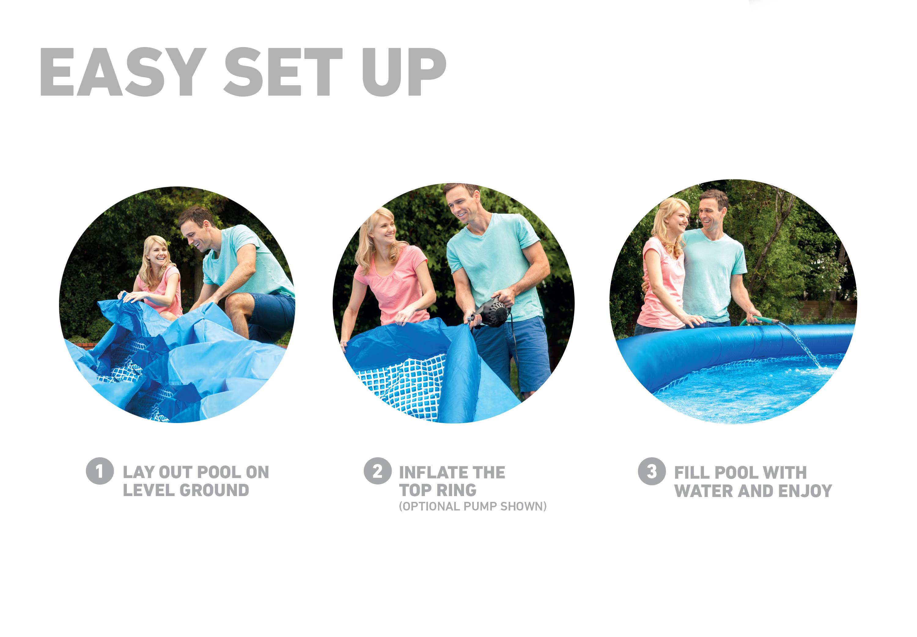 Open Box Intex 18' x 48" Inflatable Round Above Ground Swimming Pool Set
