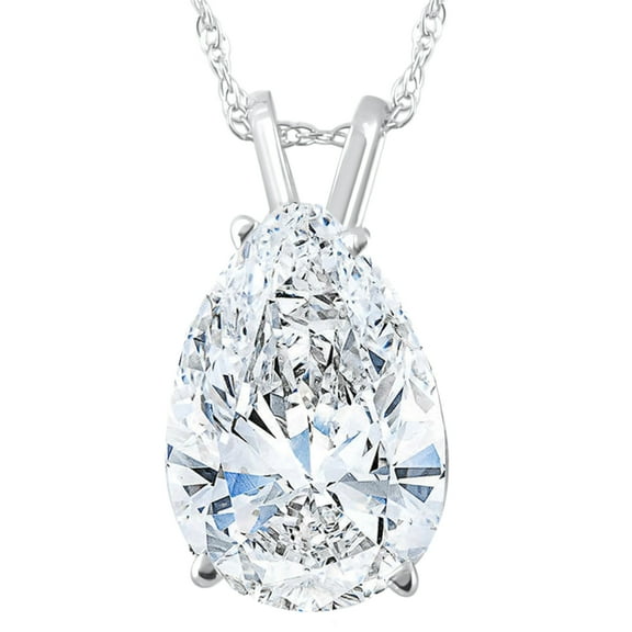 Pompeii 3.03Ct Pear Shape Solitaire Diamond Necklace Pendant Lab Grown Certifed 14k Gold