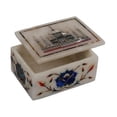 thumbnail image 3 of White Marble Jewelry Box Multi Color Gemstone Inlaid Bangle Box, 3 of 3