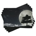 thumbnail image 1 of Ambesonne Night Place Mats Set of 4, Giant Moon Tree, Standard Size, Grey Black Charcoal Grey, 1 of 6