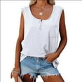 thumbnail image 2 of Timegard Womens Tank Tops Scoop Neck Button Sleeveless Summer Casual Loose Blouses Shirts Top with Pocket, 2 of 6