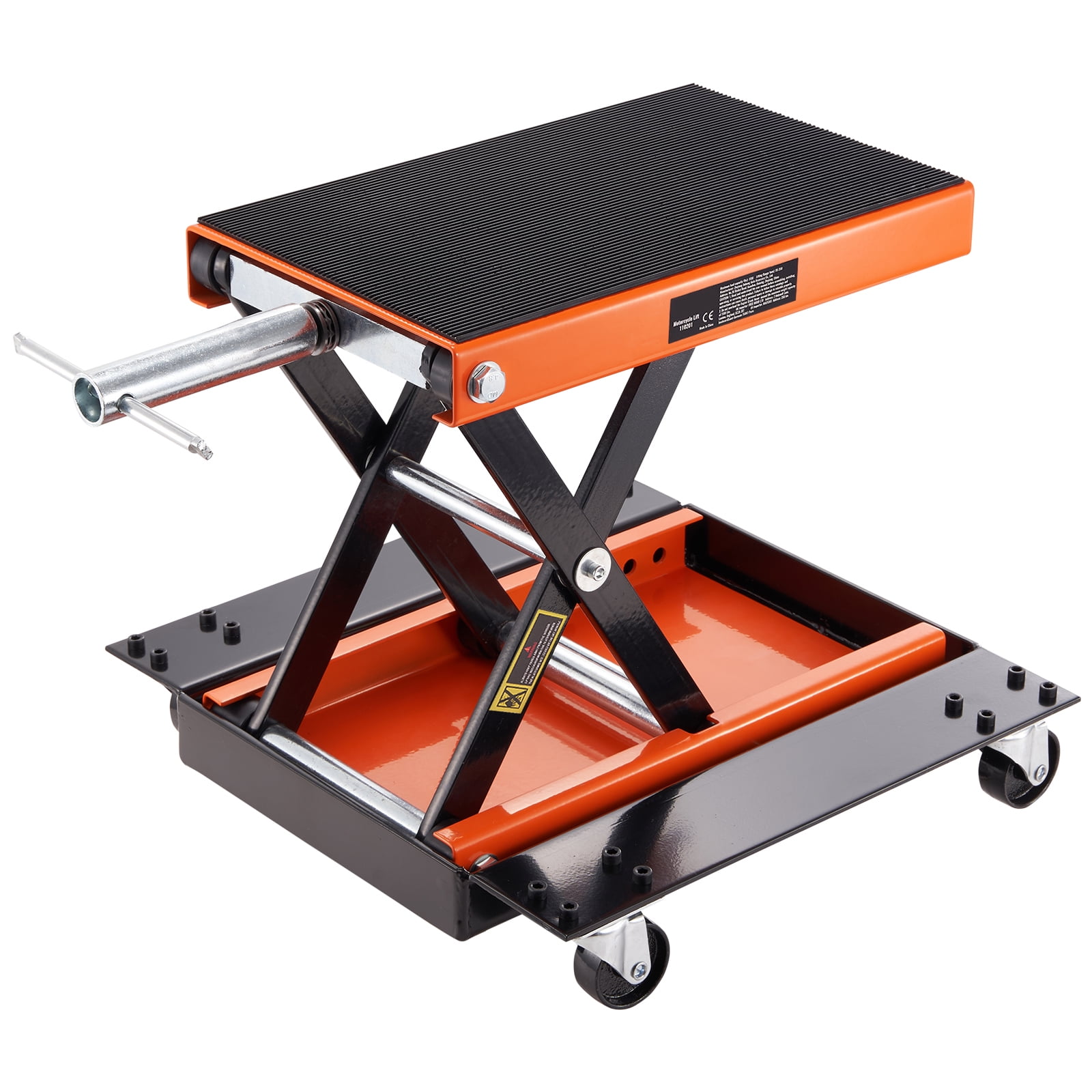 KFFKFF Motorcycle Lift ATV Scissor Jack Dolly 1100 lbs Wide Deck & Hand Crank