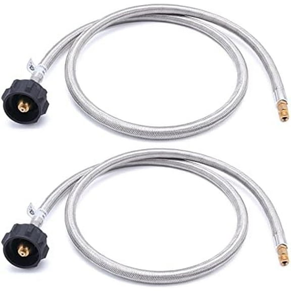 GGC 4 FT Stainless Braided RV Propane Pigtail Hose QCC1 Connector with 1/4'' Inverted Male Flare (2PCS)$$Garden & Patio