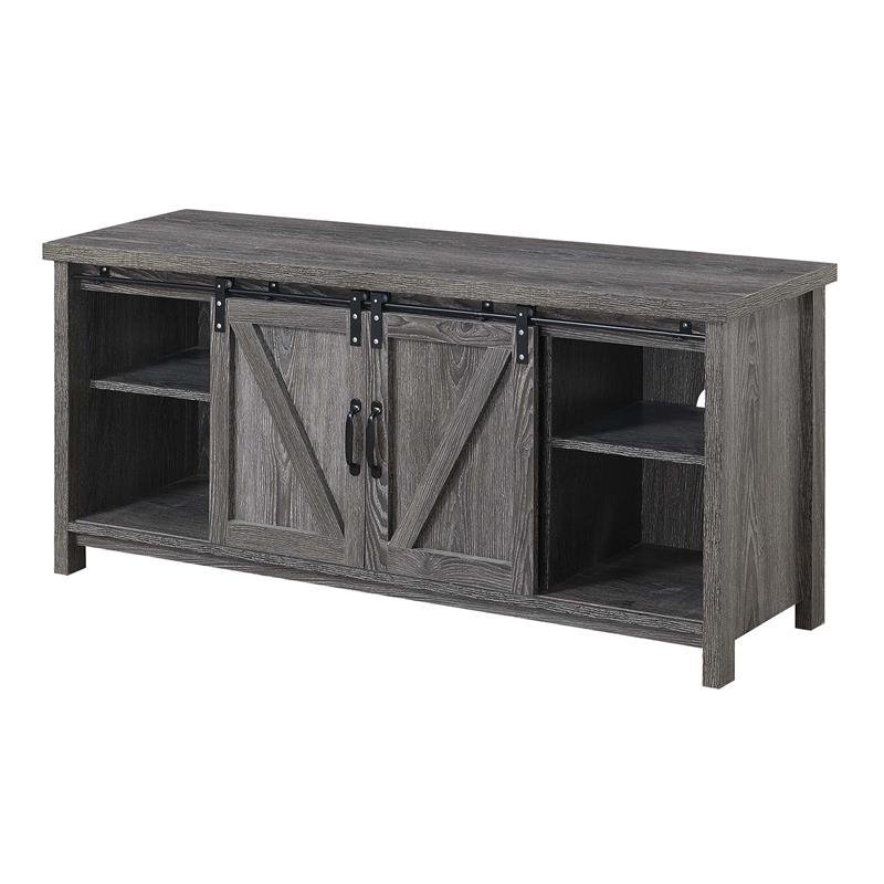 Pemberly Row Barn Door 52" TV Stand in Rustic Gray