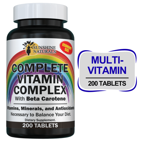 Sunshine Naturals Complete Multivitamin Complex for Immune and Bone Health, Adults, 200 Tablets