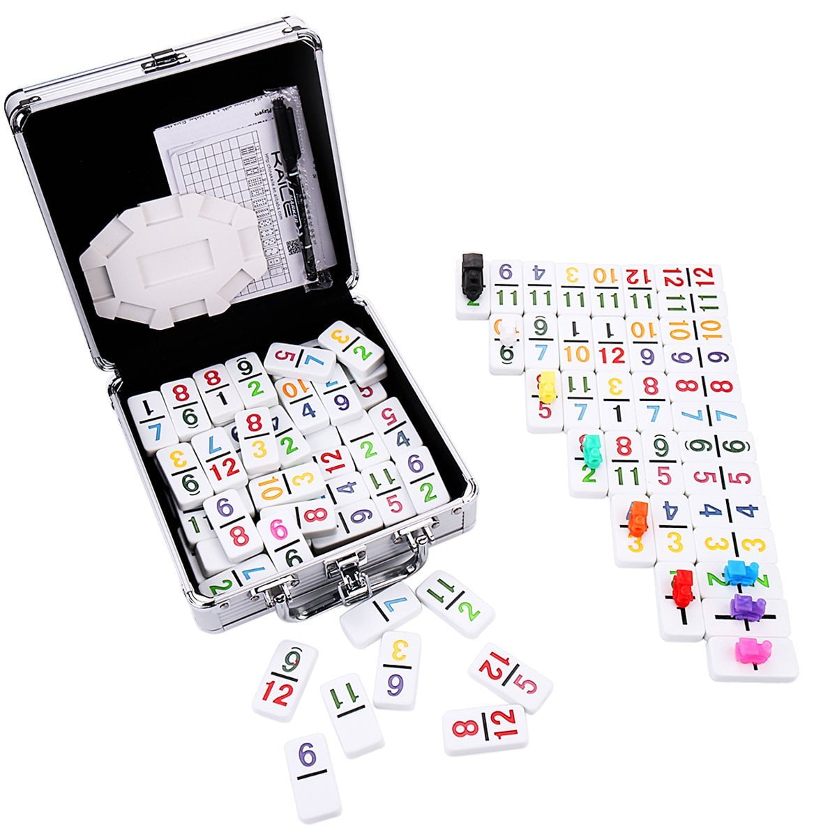 Double 12 Mexican Train Number Dominoes to Go Travel Size with Zip Up Case