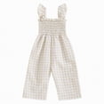 thumbnail image 1 of Ymyiu Cute Clothes for Teen Girls Girls Jumpsuits Kids Fashion Ruffle Sleeves Crew Neck Rompers Drawstring Overalls with Pockets 2T 3T(Beige, 2-3 Years), 1 of 7