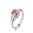 thumbnail image 2 of 1.25 Carat Oval cut Morganite and Diamond Flower Engagement Ring in 14k White Gold morganite and diamond engagement ring, 2 of 2