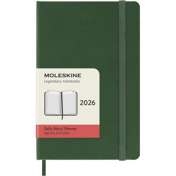 Moleskine, Moleskine Pocket Myrtle Green 12 Month Daily Planner, 3.7'' X 5.7'', 12-Month Calendar with Stapled Binding
