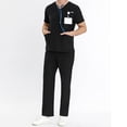 thumbnail image 6 of Scrub Sets for Men qolati Two Piece Outfits Short Sleeve V-Neck Scrub Shirts and Jogger Pants with Pocket Summer Athletic Stretch Workwear Working Uniforms, 6 of 7