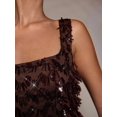 thumbnail image 7 of Brown Shiny Sequin Square Neck Mini Dress For Night Out Party Cocktail Formal Events, 7 of 7