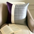 thumbnail image 3 of Euro Pillows, Purple & Grey 26"x26" (65x65 cm) Accent Cushion Covers, Silk Color Block Patchwork Throw Pillows For Sofa, Patchwork Pattern Modern Style - Splendour Purple, 3 of 10