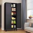 thumbnail image 3 of 74.8"H Metal Stoarge Cainbet with 2 Doors and 5 Adjuctable Shelves for Kitchen Pantry Home Office, 3 of 5