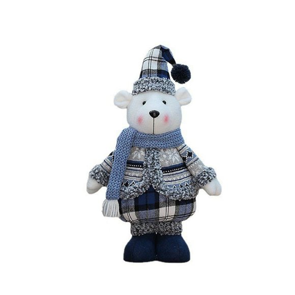 MesaSe Christmas Bear Poupée Peluche Ornement Doux Animal en Peluche Ours Poupée Porter Costume de Noël Foulard Tricotée Maison Accessoires Photo Créatifs Décoration de Noël Cadeau des Fêtes