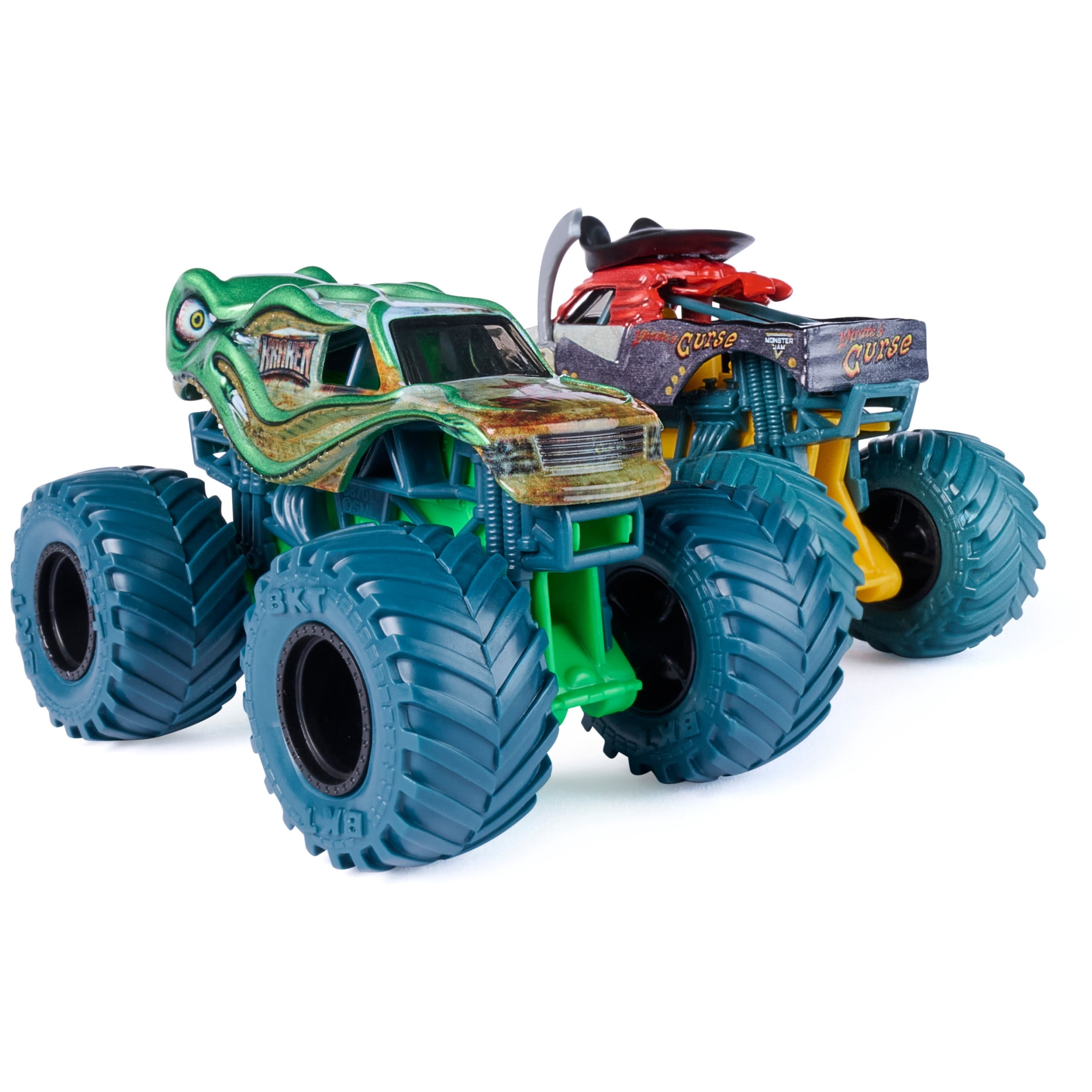 Monster Jam, Pirate's Curse Vs. Kraken Die-Cast Monster Trucks, 1:64 Scale, Kids Toys for Boys Ages 3 and up